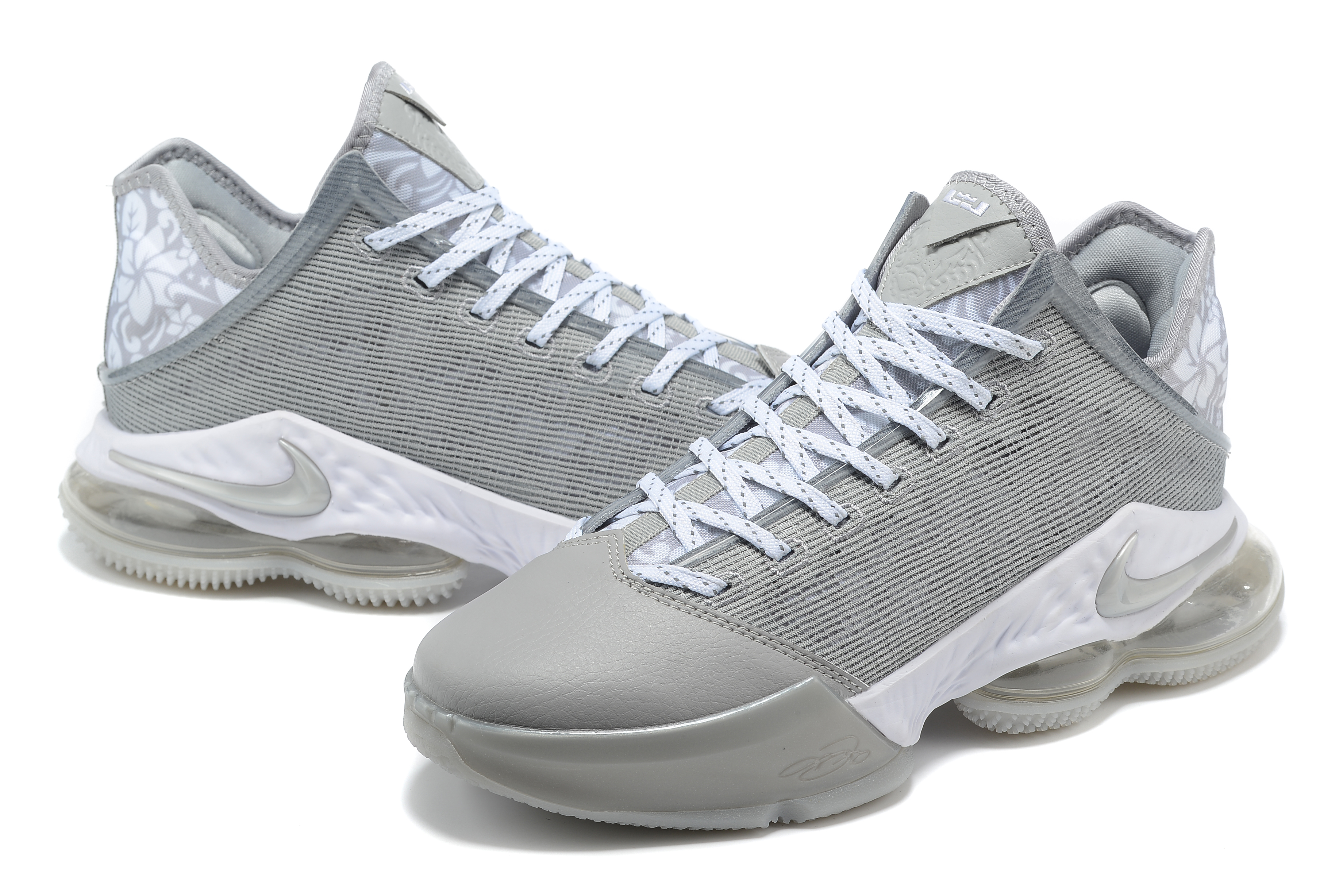2022 Nike LeBron James 19 Low Wolf Grey White Shoes